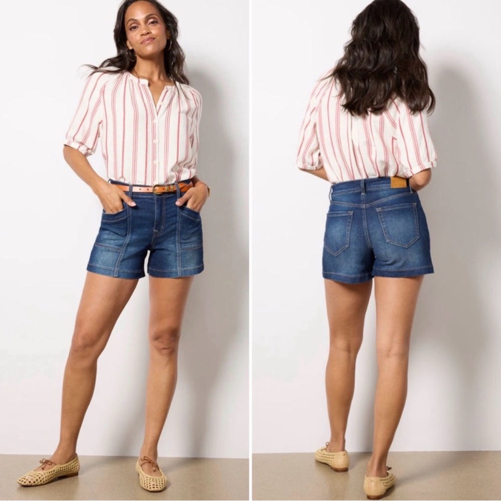 EVEREVE Dark Wash Denim Shorts Size 27 Mid Rise Stretch Jean Shorts